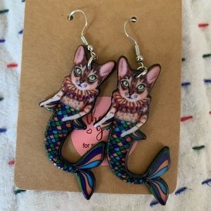 Last pair!! Cat mermaid earrings. Fashion earrings